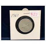 1963 Canadian Silver 25 Cent Piece