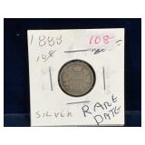 1888 Canadian Silver Ten Cent Piece