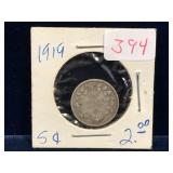 1919 Canadian Silver 5 Cent Piece