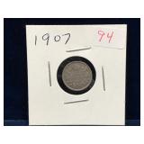 1907 Canadian Silver 5 Cent Piece