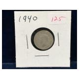 1940 Canadian Silver Ten Cent Piece