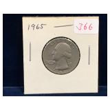 1965 USA Silver 25 Cent Piece