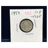 1959 Canadian Silver Ten Cent Piece