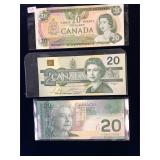 1979, 1991, 2004 Can $20 Bank Notes