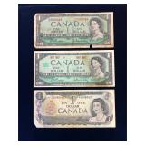 1954, 67, 73 Bank of Canada $1 Bank Notes