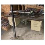 Desk & Contents Metal Pole w/ Base & Misc parts