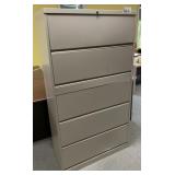 tan lateral 5 drawer file cabinet