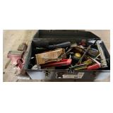 tool box with tools and vise