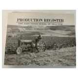 John Deere Model B Tractor Production Register
