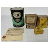 (7) Oliver/White Pcs-Tags/Boxes/Can/Parts