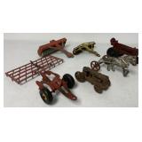 (7) Oliver Tractors/Plows/Horse Metal Toys
