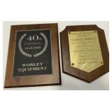 Lot of 2 Worley Equipment Plaques