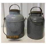 2 grey granite enameled pails