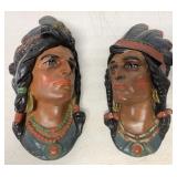 2 plaster Indian busts