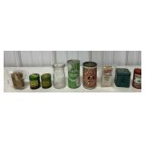 9 adv. tins, bottle and boxes