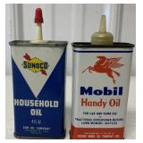 Sunoco Household and Mobil Handy oil cans