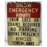 Snow Emergency Route sign