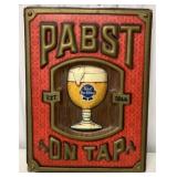 Pabst on Tap plastic over cardboard sign