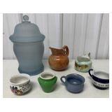 frosted compote, Niloak pitcher, German pitcher,