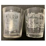 Calvert Banner & Old I.W. Harper shot glasses