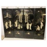 4 black lacquered wall panels