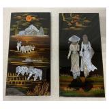2 Minh Phuong Viet Nam black lacquer art pieces