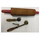 lefse rolling pin, ice cream scoop & can opener