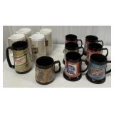 12 assorted plastic beer mugs