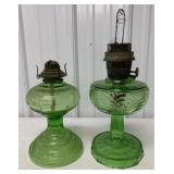 green glass kerosene lamp bases, 1 Aladdin