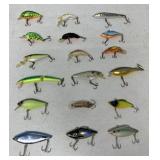18 fishing lures (Rapala, Cordell, Rebel, etc.)