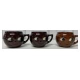 3 Monmouth Pottery black smiley face mugs