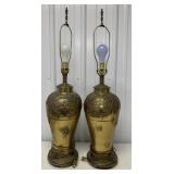 pair of metal lamps