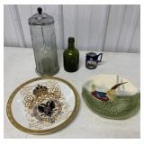 Bac-Ster barber bottle, Limoges + French plate,