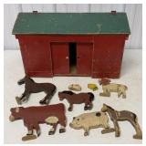 wood barn and animals