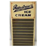 Rakestraws Ice Cream flavor board tin sign