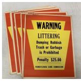 15+ PA Game Commission Littering signs