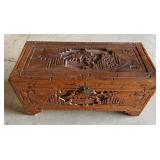 Carved wooden chest