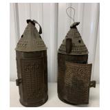 2 punched tin lanterns