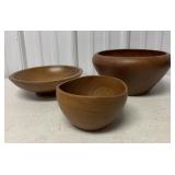 3 wood carved bowls