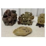 4 soapstone carvings