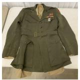 Marine Corp. coat and shirt with patch and pins