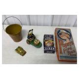 lot of vintage toys; Popeye Pipe Toss, Bicycle