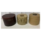 3 Victorian collar boxes; 1 w/ collar and buttons