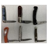 6 knives; Imperial Barlow, Schrade Walden, Case