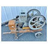 Gray 1 1/2 hp Engine on cart, spark plug engine