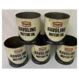 5 Texaco Havoline 1 Gallon Oil Cans