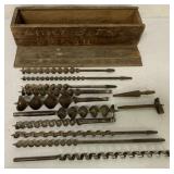 10+ Large Bits w/ Wooden Box