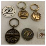 (6) John Deere Keychains/Pin/Magnet