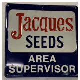 Heavy Tin Jacques Seeds Area Supervisior Sign