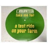 Round Test Ride on Your Farm Sign